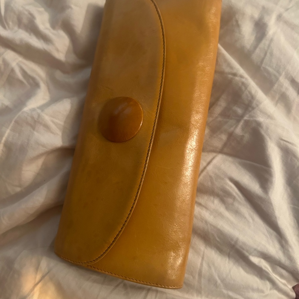 Mustard yellow hobo wallet